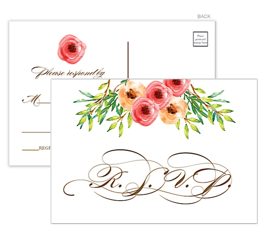 Watercolor Floral Reply Post Cards